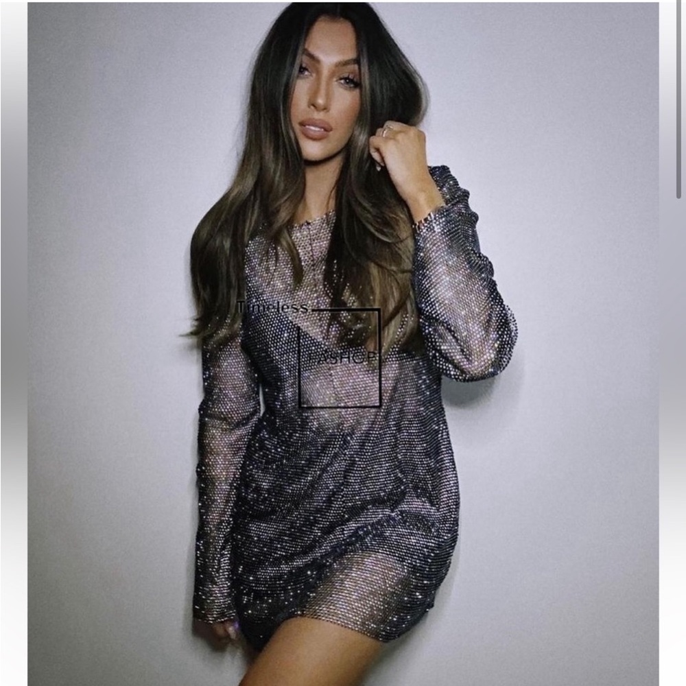 Zara Woman Short Dress With Rhinestones TikTok Viral Bloggers Fav Size M - L